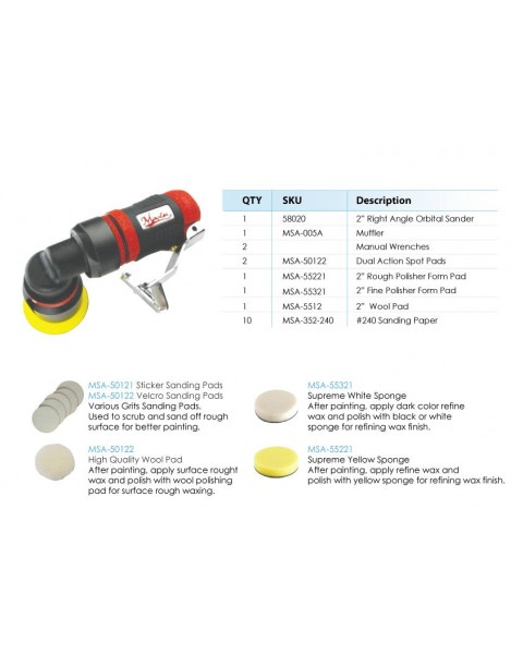 Master Palm 2 inch Right Angle Orbital Sander Set,...